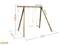 Portique En Bois 3 Enfants 2 Balançoires 1 échelle - Arthur 5 Portique En Bois 3 Enfants 2 Balançoires 1 échelle - Arthur -Portique Jardin Soldes Magasin portique arthur dimensions