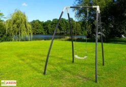 Axi Portique Balançoire Acier Pour Enfant - 1 Agrès -Portique Jardin Soldes Magasin portique balancoire enfant metal antirouille siege corde ajustable 140x210x217cm 3