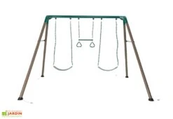 Lifetime Portique Balançoires Et Trapèze En Métal – Kids Swing Set -Portique Jardin Soldes Magasin portique balancoires trapeze metal lifetime