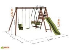Portique Toboggan + Balancelle + 1 Balançoire + Siège Bébé – Colza -Portique Jardin Soldes Magasin portique colza dimensions