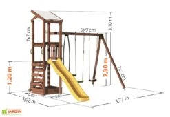 Aire De Jeux Toboggan + Agrès + Mur D'escalade + Bac à Sable – Féroé -Portique Jardin Soldes Magasin portique dimensions feroe