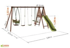 Portique Pour 7 Enfants De 3 à 12 Ans Toboggan + 4 Agrès – Jacinthe 5 Portique Pour 7 Enfants De 3 à 12 Ans Toboggan + 4 Agrès – Jacinthe -Portique Jardin Soldes Magasin portique jacinthe dimensions
