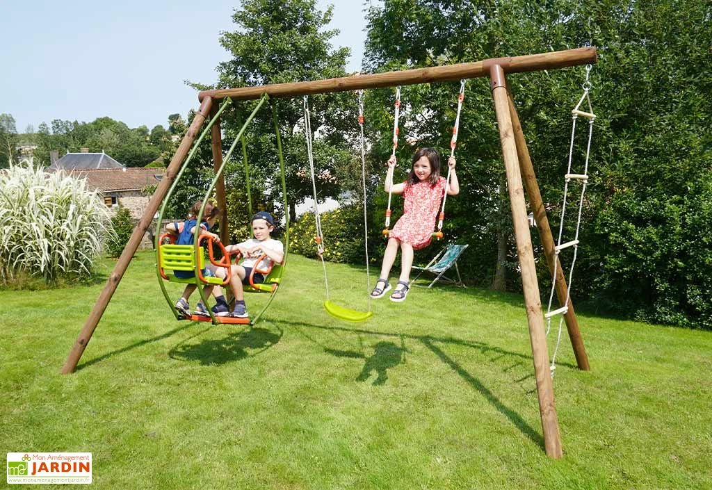 Portique Bois 1 Balançoire 1 échelle 1 Trapèze 1 Balancelle - Juliette 2 Portique Bois 1 Balançoire 1 échelle 1 Trapèze 1 Balancelle - Juliette – Image 2