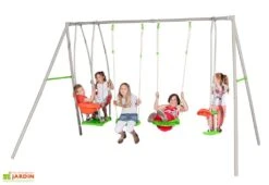 Portique Balançoire Métal Axion 2,20m Jade 6 Portique Balançoire Métal Axion 2,20m Jade -Portique Jardin Soldes Magasin portique metal enfant axion 2 balancoires nacelle face a face jade 2