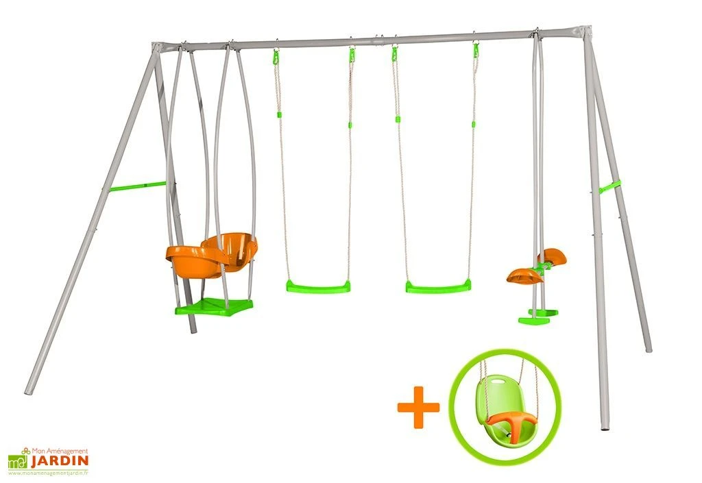 Portique Balançoire Métal Axion 2,20m Luca + Siège Bébé 2 Portique Balançoire Métal Axion 2,20m Luca + Siège Bébé – Image 2