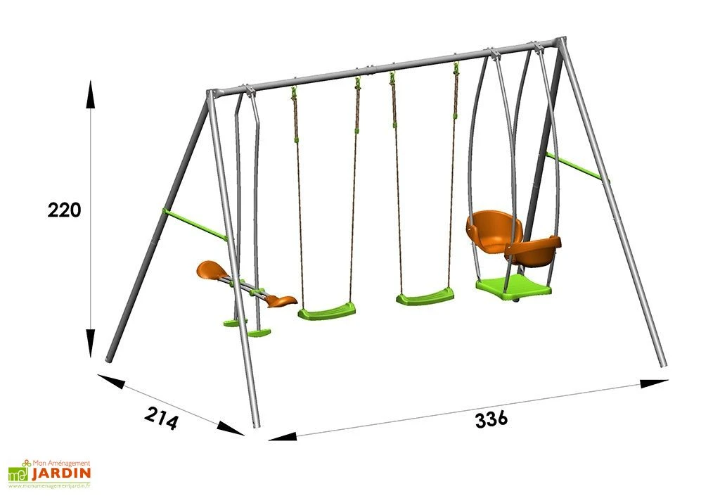 Portique Balançoire Métal Axion 2,20m Jade 4 Portique Balançoire Métal Axion 2,20m Jade – Image 4