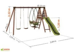 Portique En Bois Toboggan + Balancelle + 2 Balançoires – Narcisse 5 Portique En Bois Toboggan + Balancelle + 2 Balançoires – Narcisse -Portique Jardin Soldes Magasin portique narcisse dimensions 1