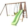 Portique En Bois Toboggan + Balancelle + 2 Balançoires – Narcisse