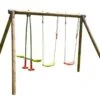 Portique Pour Enfants En Bois 2 Balançoires + 1 Vis-à-vis – Pacco