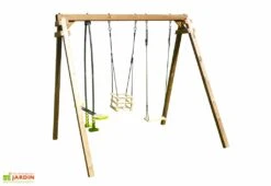 Portique En Bois 1 Balançoire 1 Face-à-face 1 Siège Bébé – Pierre