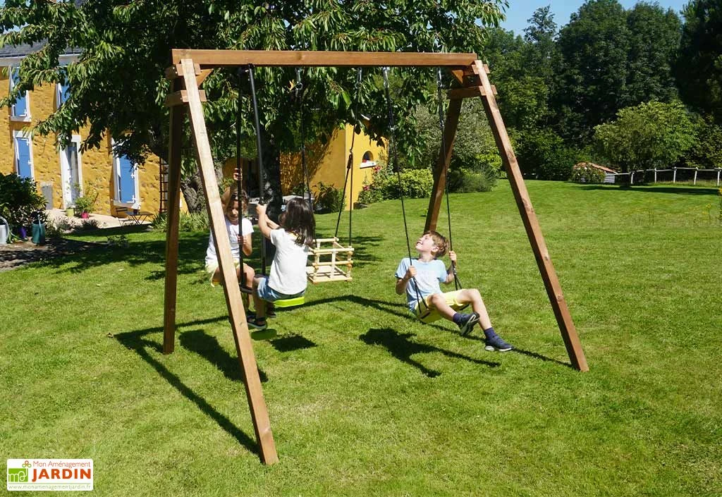 Portique En Bois 1 Balançoire 1 Face-à-face 1 Siège Bébé – Pierre 2 Portique En Bois 1 Balançoire 1 Face-à-face 1 Siège Bébé – Pierre – Image 2