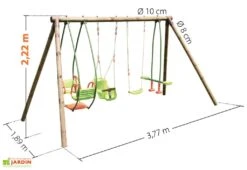 Portique En Bois Pour 6 Enfants Avec 4 Agrès - Suzanne -Portique Jardin Soldes Magasin portique suzanne dimensions