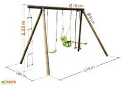 Portique 1 Siège Bébé 1 Balançoire 1 échelle 1 Face-à-face - Suzon -Portique Jardin Soldes Magasin portique suzon dimensions 1