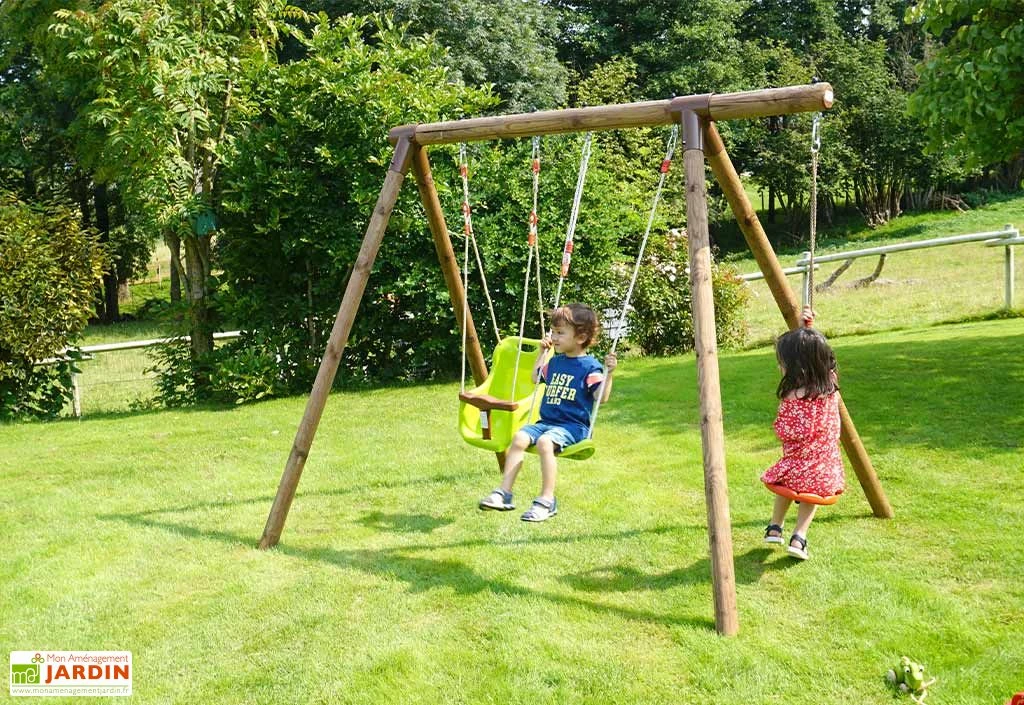 Portique En Bois Pour Enfants De 3 à 12 Ans Avec 3 Agrès - Tiago 2 Portique En Bois Pour Enfants De 3 à 12 Ans Avec 3 Agrès - Tiago – Image 2