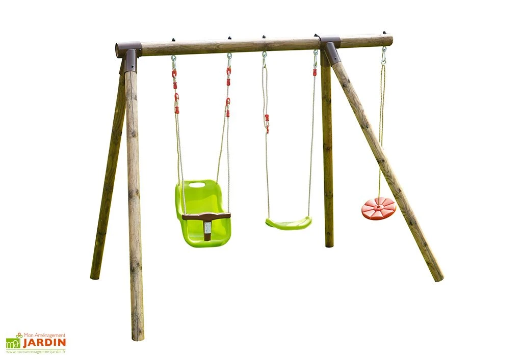 Portique En Bois Pour Enfants De 3 à 12 Ans Avec 3 Agrès - Tiago 1 Portique En Bois Pour Enfants De 3 à 12 Ans Avec 3 Agrès - Tiago