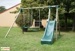 Portique Jardin Soldes Magasin 25 Portique Toboggan Et Balançoires En Bois Comanche 2,30 M