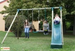 Portique Toboggan Et Balançoires En Bois Comanche 2,30 M -Portique Jardin Soldes Magasin portique toboggan bois balancoires comanche 3
