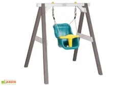 Axi Portique Balançoire Pour Bébé En Bois De Hemlock Marron Et Blanc
