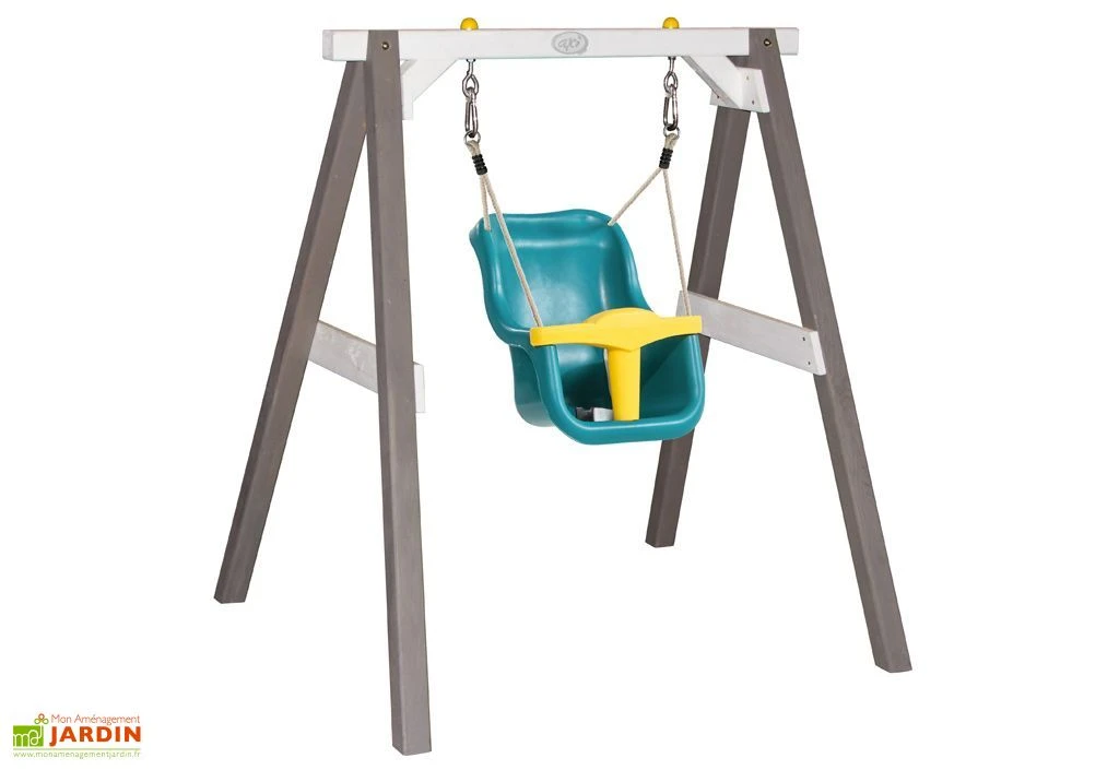 Axi Portique Balançoire Pour Bébé En Bois De Hemlock Marron Et Blanc 1 Axi Portique Balançoire Pour Bébé En Bois De Hemlock Marron Et Blanc