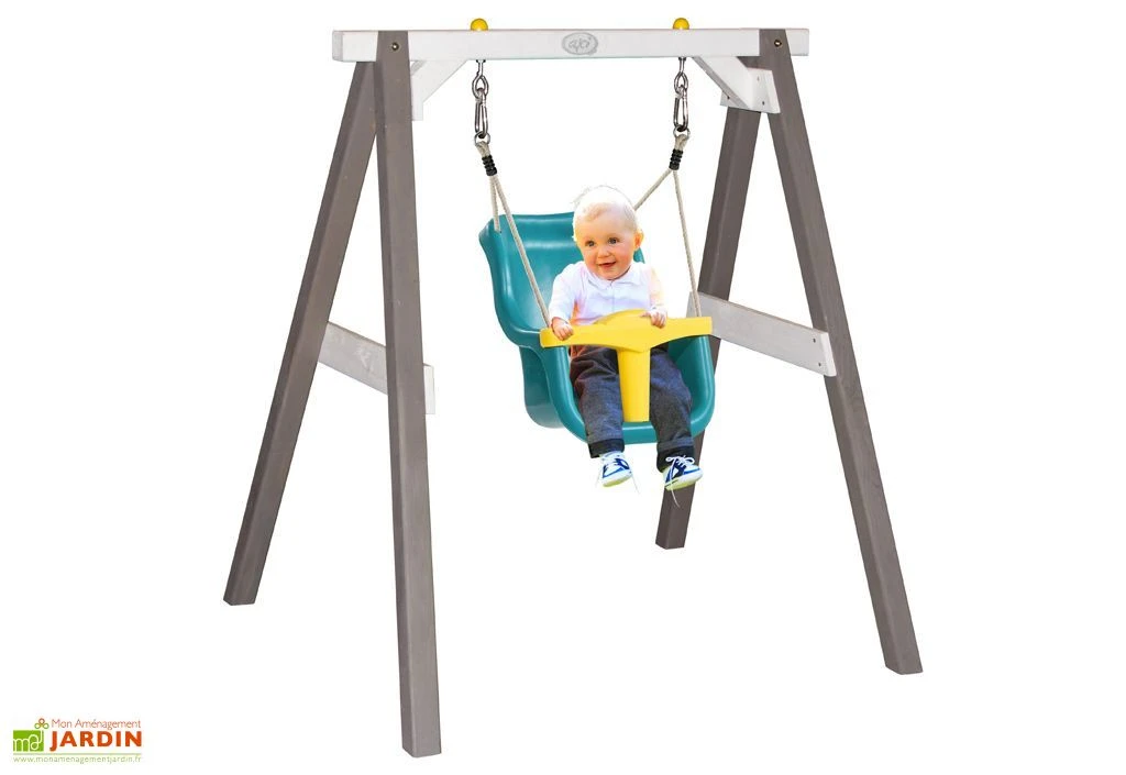 Axi Portique Balançoire Pour Bébé En Bois De Hemlock Marron Et Blanc 2 Axi Portique Balançoire Pour Bébé En Bois De Hemlock Marron Et Blanc – Image 2