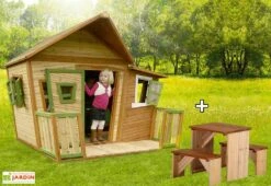 Axi Maison Enfant Bois Lisa + Table De Pique-Nique ZidZed