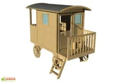 Maison Roulotte Bois Pour Enfant Carry -Portique Jardin Soldes Magasin roulotte cabane enfant bois jardin maisonnette