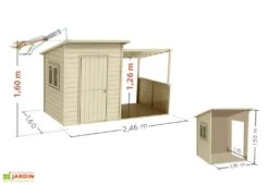 Maisonnette Pour Enfant En Bois Brut Avec Pergola – Santa Barbara -Portique Jardin Soldes Magasin schema cabane enfant avec auvent santa barbara