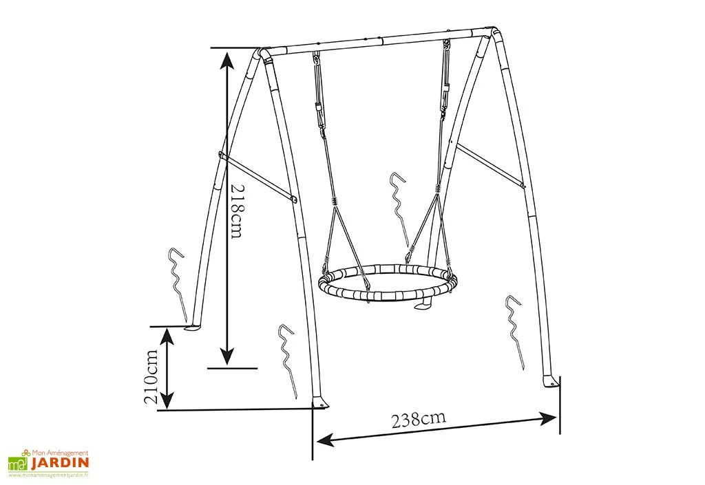 Axi Portique Balançoire Nid D’oiseau En Acier – 238 X 210 X 218 Cm 4 Axi Portique Balançoire Nid D’oiseau En Acier – 238 X 210 X 218 Cm – Image 4