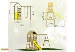 Aire De Jeux En Bois Brut Portique Balançoire Et Toboggan – 7,5 M² 7 Aire De Jeux En Bois Brut Portique Balançoire Et Toboggan – 7,5 M² -Portique Jardin Soldes Magasin schema station jeux portique simple