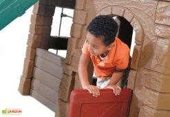 Step2 Aire De Jeux Adventure Lodge Play Center : Portique, Cabane, Toboggan -Portique Jardin Soldes Magasin structure geante enfants portique balancoire cabane avec plateforme toboggan panier basket 550x300x220cm 4