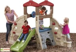 Step2 Mur D’Escalade Pour Enfants – Alpine Ridge, Climber And Slide -Portique Jardin Soldes Magasin structure mur escalade glisse alpine enfants 254x235x180cm 2