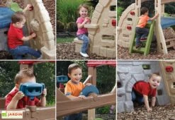 Step2 Mur D’Escalade Pour Enfants – Alpine Ridge, Climber And Slide -Portique Jardin Soldes Magasin structure mur escalade glisse alpine enfants 254x235x180cm 4