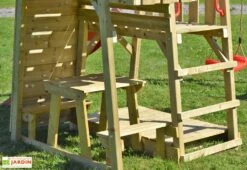 Aire De Jeux En Bois Non Traité Avec Portique Double Et Toboggan - 9,8 M² -Portique Jardin Soldes Magasin table aire jeux bois wendi toys