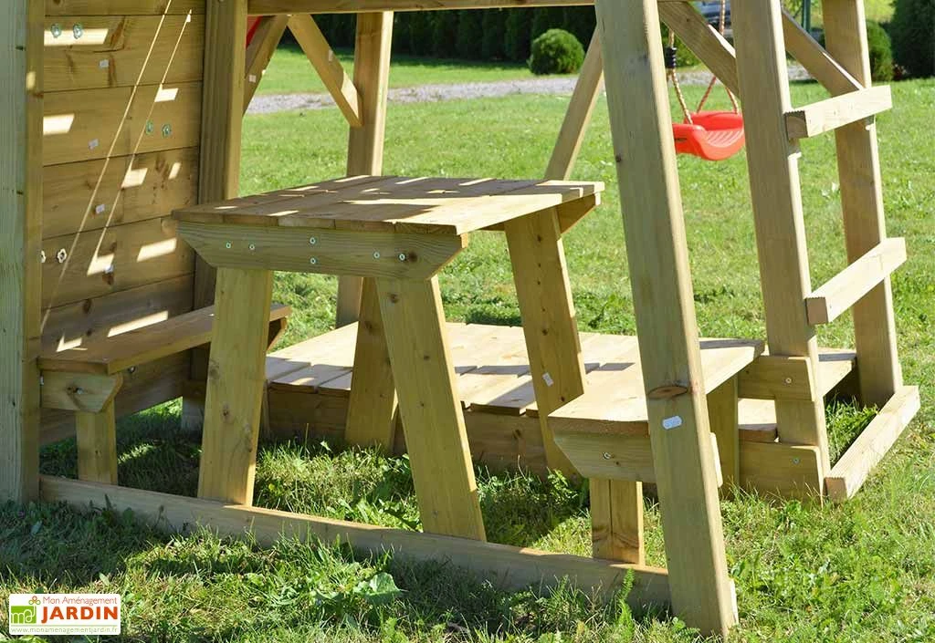 Aire De Jeux En Bois Brut Portique Balançoire Et Toboggan – 7,8 M² 3 Aire De Jeux En Bois Brut Portique Balançoire Et Toboggan – 7,8 M² – Image 3