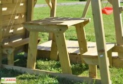 Aire De Jeux En Bois Brut Portique Balançoires Et Toboggan – 9,5 M² -Portique Jardin Soldes Magasin table pique nique aire jeux exterieure