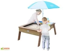Portique Jardin Soldes Magasin 7 Axi Table Sable Et Eau En Bois De Hemlock + Parasol - 110 X 93 X 50 Cm