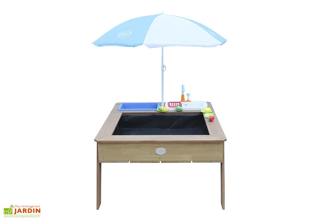 Axi Table Sable Et Eau En Bois De Hemlock + Parasol - 110 X 93 X 50 Cm 2 Axi Table Sable Et Eau En Bois De Hemlock + Parasol - 110 X 93 X 50 Cm – Image 2