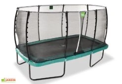 EXIT TOYS Trampoline Sur Pieds Avec Filet De Protection Allure Classic – 244 X 427 Cm -Portique Jardin Soldes Magasin trampoline d exterieur rectangulaire vert