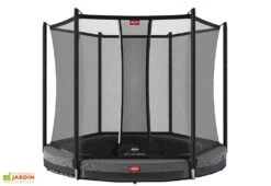 Berg Trampoline Enterré Rond Gris Avec Filet De Protection Favorit – Ø 270 Cm